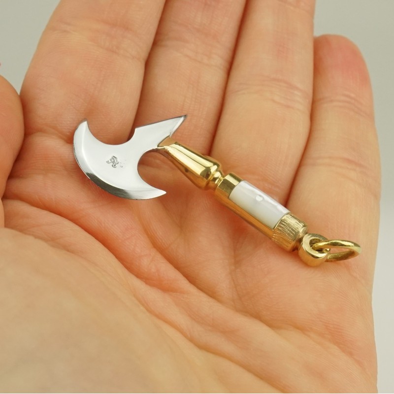 Miniature Axe Gold pl Pearl Handmade