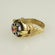 RING Gold pl. Pinfire Gun 2mm. Spy LIMITED EDITION